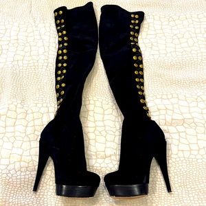 Rachel Zoe Brigitte Stretch Suede OTK boots.